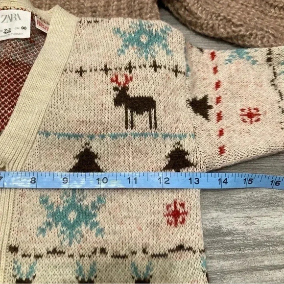 Zara baby Holiday Knitted Cardigans Grandpa Core boho Bundle Of 2 12-18M 2-3y - Picture 6 of 11